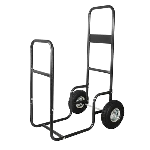 Leadallway Firewood Log Cart Carrier With 2 Pheumatic Wheels,Labour-Saving Wood Stove Accessories Tools thumb #5