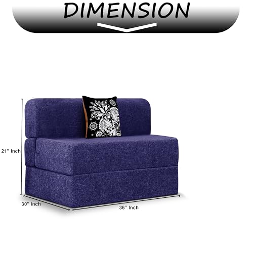 Image of Rosebell Single Seater Sofa Cum Bed 3x6 Feet with Washable Jute Fabric Cover and Cushions Ideal for Home Office Guest Use Purple Color