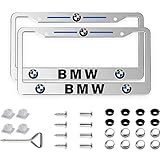 2pcs Front and Rear Silver License Plate Frames for BMW,Newest Matte Aluminum Alloy Plate Frame to...
