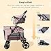 Double Layer Pet Stroller for Small Medium Dogs & Cats Double Dog Stroller Cats Stroller Lightweight Folding Carrier Cage with 4 Wheels for Travel Shopping Walking,Pink