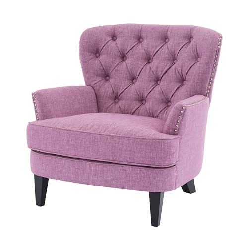 Sillón con tapizado vintage rosa y patas de madera miniatura 4