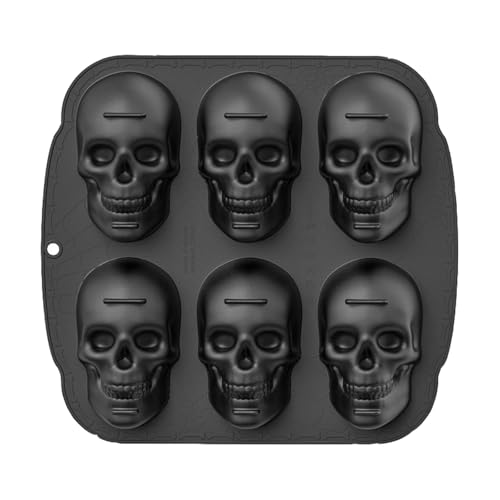 TinLeJa Skull Silicone Cake Pan 6 Cavity Skull Cake Decoration Mold Kitchen Supplies Suitable for Halloween Birthday Parties etc
