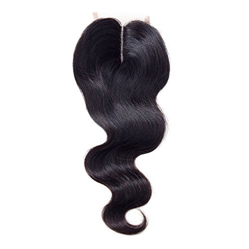 Brazilian Virgin Hair Body Wave Lace Closure Middle Part Virgin Human Hair Body Wave Lace Closure Middle Part Unprocessed Virgin Human Hair (14" BODY WAVE, Natural color)