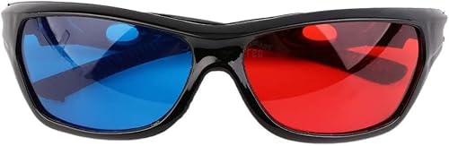 Vugyue 1Pcs Black Adult Black Frame Red Blue 3D Glasses, 3D Glasses for Dimensional Anaglyph Movie Game Accessories, 3D Viewing Glasses