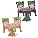 GANAZONO 2 Juegos Adornos de para Mini Mesa y Silla Detalles Delicados Decoración para Plantas Maceta y Paisajes Miniatura Resistente y Duradero para Escritorio y Microjardines