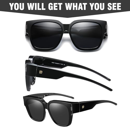 DUCO Fit Over Sunglasses Wraparound Sunglasses Polarized Over Glasses Sunglasses For Men Women UV Protection DC89703