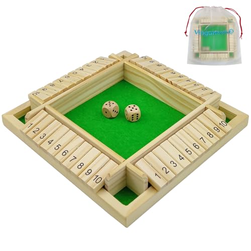 Shut the Box Game for 4 Players Wooden Table Game Family Travel Game
