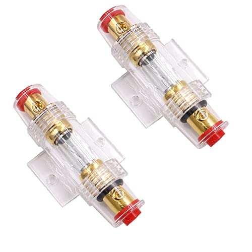 2 Pièces Agu Porte-Fusible En Ligne Avec Fusibles 60A Agu 60A Porte-Fusible Agu Voiture Automobile l'Audio Puissance Sécurité Protéger Pour Compresseurs d'Amplificateur d'Alarme Audio De Voiture Cover