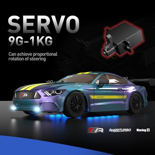 Image of 1:16 Scale RC Drift Car 4WD 2.4GHz 30KM /H High Speed Racing Sport Toy Car with LED Lights, Racing and Drift Wheels (8103-Red)
