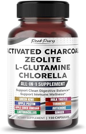 Premium All-in-1 Activated Charcoal, Zeolite, L-Glutamine & Chlorella – Supports Digestive Cleanse & Immune Wellness – Made in The USA – 150 Capsules Premium All-in-1 Activated Charcoal, Zeolite, L-Glutamine & Chlorella – Supports Digestive Cleanse & Immune Wellness – Made in The USA – 150 Capsules