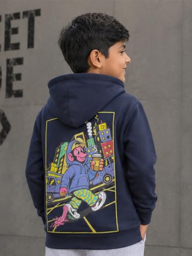 Image of Unisex Kids Solid Full Sleeve Zip Front Open Hooded Sweatshirt