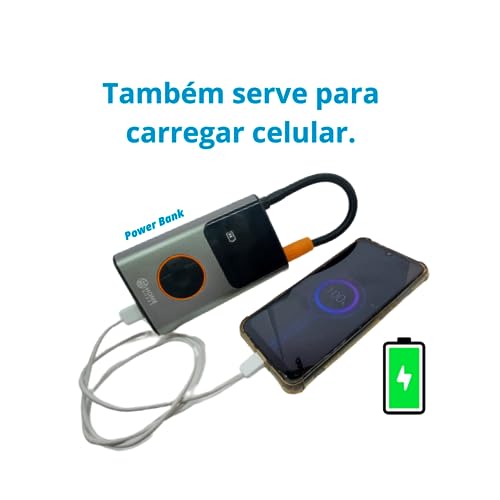 Calibrador Compressor Bomba de encher Pneu Digital Carro Bike moto Sem Fio