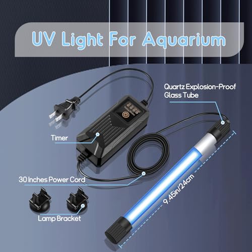 Image of 13W Timer UV Aquarium Clean Light Algae Removal Fish Tank LED Light Green Clean Waterproof for Pond Tank Aquarium