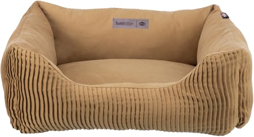 Trixie Hundebett Marley 60 x 50 cm in Ocker – eckiger Hundekorb für kleine Hunde - gemütliches Hundekörbchen mit hochwertigem Canvas Baumwollbezug - weich & waschbar - 37693