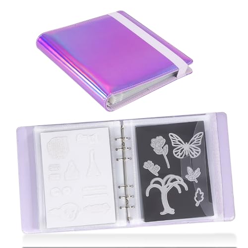 Image of UNIMEIX 12 Pcs Magnetic Sheets for Die Storage with 1 Binder Cover, 2 in 1 Storage Stamp and Die Storage Bags Die Cut Storage Supplies(0.8 mm Thickness, Purple)