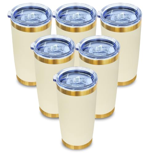 Image of 20 oz Insulated Tumbler Bulk Stainless Steel Tumbler,White,6 Pack