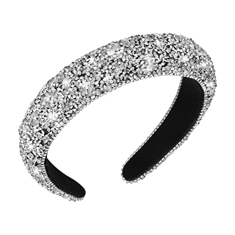 WLLHYF Black Sparkling Rhinestone Headband Cover