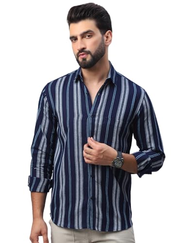 Image of Indian Needle Men's Striped Regular Fit Shirts