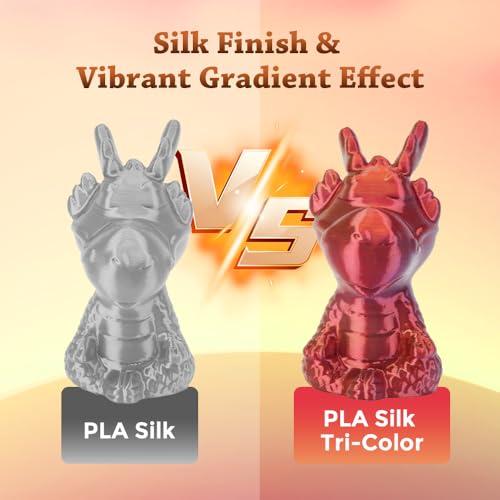 Image of VOXELAB Silk Tri-Color PLA Filament 1.75mm for 3D Printer, Rainbow Multicolor Silk PLA 1KG (2.2lbs) Spool, High Precision + /- 0.03mm, Smooth & Shiny 3D Printing Filament,Red Gold Purple