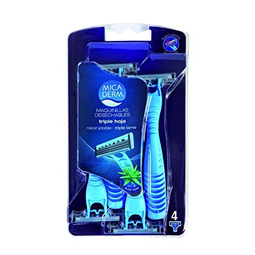 Marca Blanca - Micaderm Maquinillas Desechables con Triple Hoja, Pack de 4