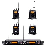 Wireless In Ear Monitor System UHF Pro 2 Channels 4 Receivers Bodypacks Monitoring with LCD Display