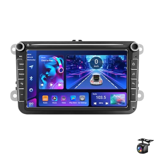 Radio estéreo inalámbrica para coche para V W Candy Golf Jetta Passat Polo Skoda Seat pantalla táctil 8″ navegación GPS CarPlay Android Auto Bluetooth navegación por satélite AUX/F(Color:8 CORE 4+64G)