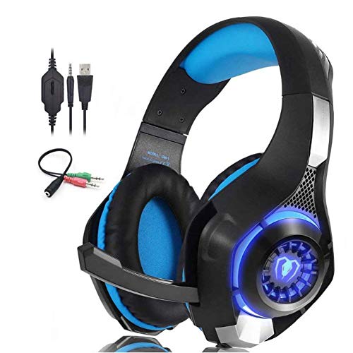 Preisvergleich Produktbild GFDGFDG Gaming-Headset, Kabelgebundenes Audio-Headset Mit Mikrofon, Audio Stereo Bass Kopfhörer Für PS4 / Xbox One / Mac / PC-Controller Mit Mikrofon, Mit LED-Licht, Geräuschunterdrückung,Rot