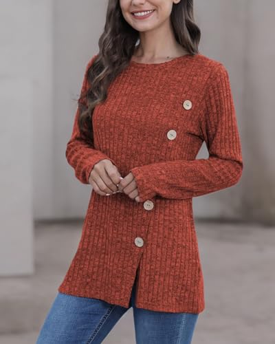 Image of JomeDesign Long Sleeve Shirts for Women Crew Neck Lightweight Sweater Loose Casual Tunic Tops