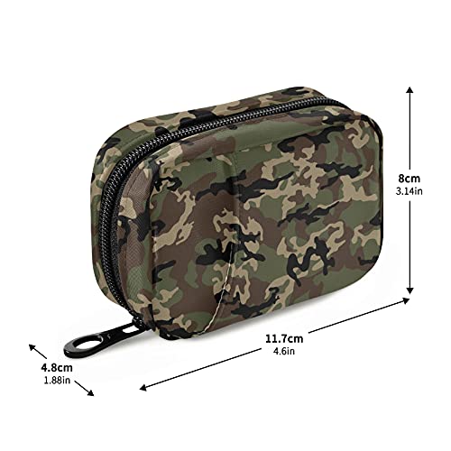 Image of Naanle Military Camo Pill Box 7 Day Pill Case Travel Pill Organizer Bag with Zipper Portable Weekly Case Compact Size for Vitamin Supplement Holder
