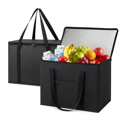 2 Pack Insulated Grocery Bags, Collapsible Insulated…