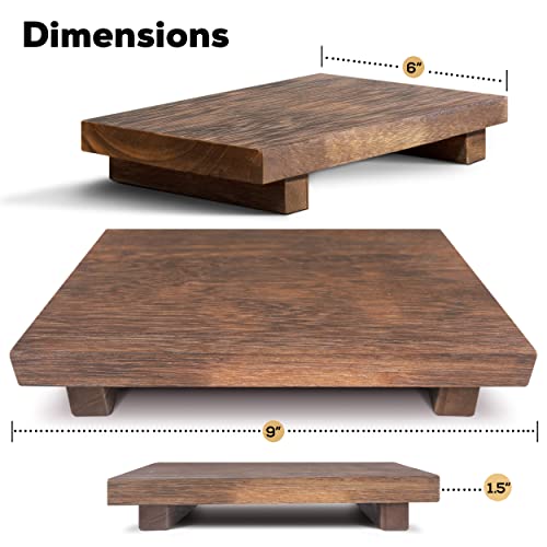 Wood Riser Plant Stand, Kitchen Riser Pedestal Kitchen Sink, Wooden Soap Tray Holder For Soap Dish Decorative Rustic Bathroom Dishes And Candle Plant Stand Display Farmhouse Decor (Brown, 9 X 6 Inch) #TOP1