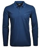 Ragman Herren Softknit-Polo Langarm, Dunkelblau, M