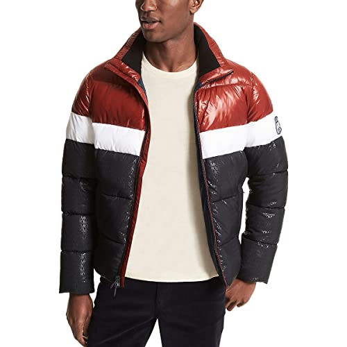 Michael Kors Herren Pufferjacke mit Patchwork-Logo, Schwarz, Größe XL,...