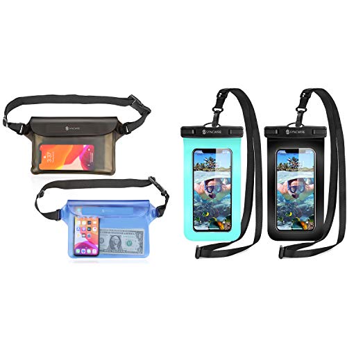 Syncwire Waterproof Phone Pouch [2-Pack] Universal Waterproof Phone Bag with Adjustable Waist Strap (2 Pack)