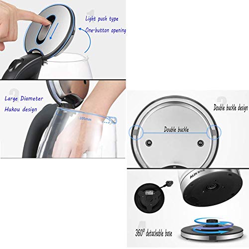 gerenic Wasserkocher aus Glas mit Temperaturregelung,mit Warmhaltefunktion,1500 W Schnellkochkessel elektrisch,blaues… – Bild 3