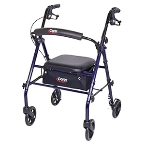 Carex Steel Rollator Walker with Seat and Wheels – Rolling Walker for Seniors – Walker Supports 350lbs, Foldable, For Those 5’0″ to 5’8″, Walker With Wheels