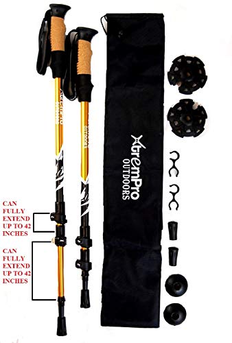 Xtrempro 2 Piece Trekking Pole And Snowshoes Set Snow Terrain Kit Bundle Lightweight Aluminum With Carrying Tote Bag (Gold, 30) #TOP6