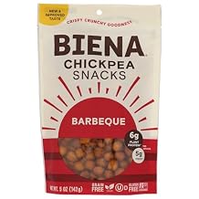 BIENA Chickpea Snacks - Crunchy Roasted Chickpeas - High Fiber Vegan Protein Snacks for Adults and Kids - 5 Ounce Individual Pack - Barbecue