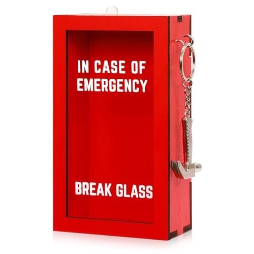 JULEASEL Funny Gift Emergency Box w/Hammer, Break in Case of Emergency Box, Personalized Prank Gag Gift for Birthday Holiday, Funny Office Desk Decor, White Elephant Gift for Friend Coworker Family