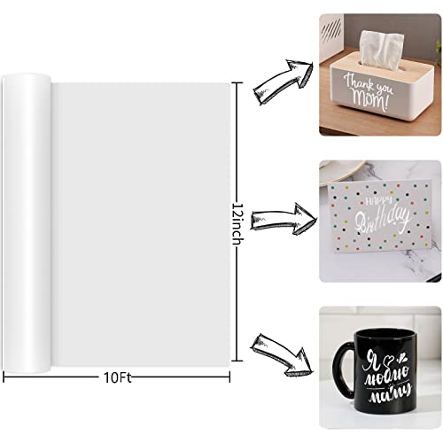 Prime Vinyl Matte White Permanent Vinyl Roll, Matte White Vinyl For Cricut - 12" X 10 Ft- Self Adhesive Vinyl For Silhouette Cameo, Decor Sticker, Cutting Machine, Home Decal #TOP1