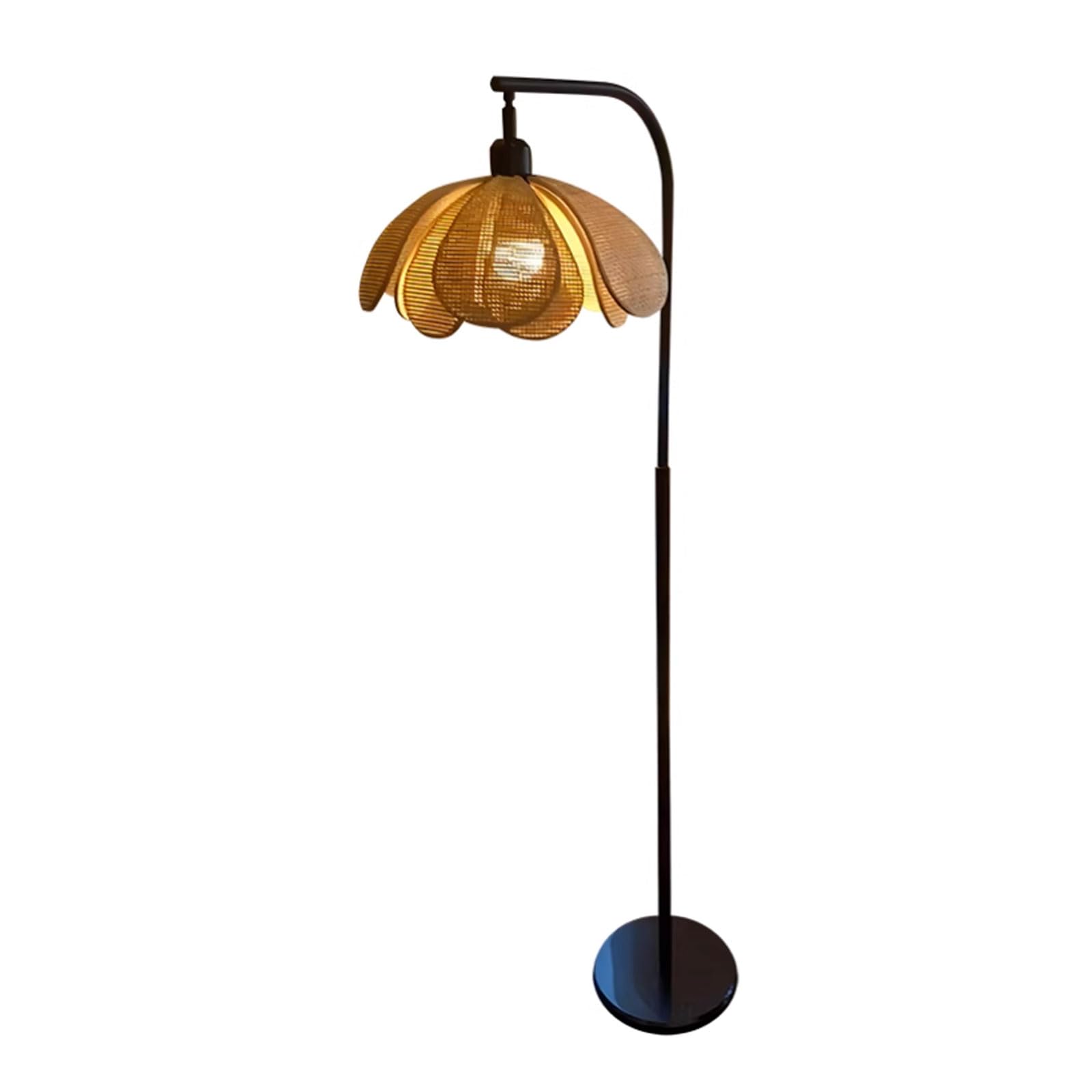 Metalen vloer Lamp Retro woonkamer vloer lamp rattan lampenkap vloerlamp vloerlamp met voetschakelaar