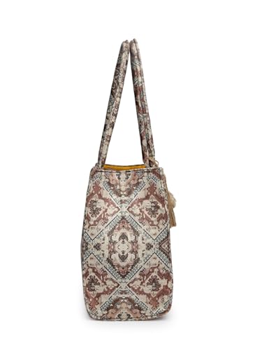 Image of ENSAC Women's Floral Print Tote Bag | Lightweight Handbag with Zipper Closure