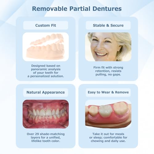 Partial Dentures for Women & Men, Custom Replacement Temporary Flipper Teeth for No Teeth & Missing Tooth | 1–6 Tooth Set with Mold (One Tooth)