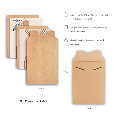 Abstract Line Boho Wall Art - Modern Bohemian Pictures Minimalist Sun And Moon Unframed 8 X 10 Inches Posters Earthy Paper Paintings Leaf Artwork For People Bedroon Living Room Bathroom Kitchen Decor #TOP5