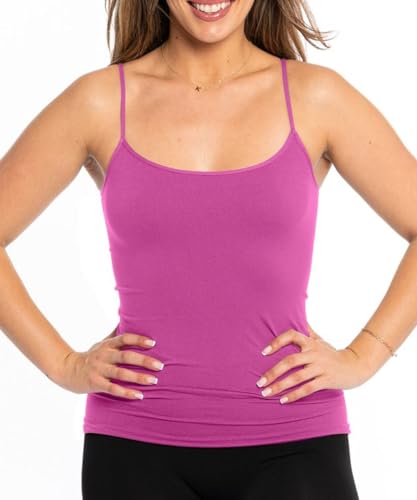 Image of Malibu Sugar Womens Camisole Tank Tops - Seamless Fitted Spaghetti Strap Cami Stretch Basic Womens Camisole for Layering XS-M
