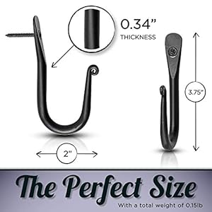 Decorative Hooks for Wall - Wall Hooks for Hanging Coats, Hats, & Bags, Versatile Towel Hooks for Bathrooms or Kitchen - Wrought Iron Hanging Hooks - Pack of 3, Black - 2 x 0.35 x 3.75 Inches Decorative Hooks for Wall Wall Hooks for Hanging Coats Hats Bags Versatile Towel Hooks for Bathrooms or Kitchen Wrought Iron Hanging Hooks Pack of 3 Black 2 x 035 x 375 Inches