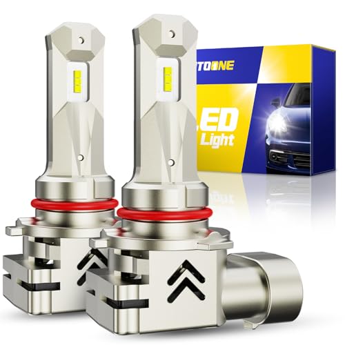 AUTOONE Upgraded 9005/HB3 LED Light Bulbs, 600% Ultra Brightness, 6500K Cool White 1:1 Halogen Size
