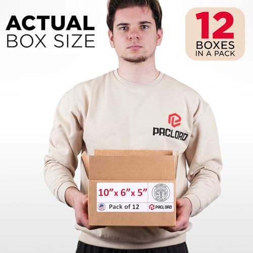 Image of Small Cardboard Boxes 10 inchL x 6 inchW x 5 inchH (Pack of 12) - USA-Made Packing Boxes for Moving, Shipping, or Storage - USPS, UPS, FedEx Approved - Professional Packing Supplies for Moving