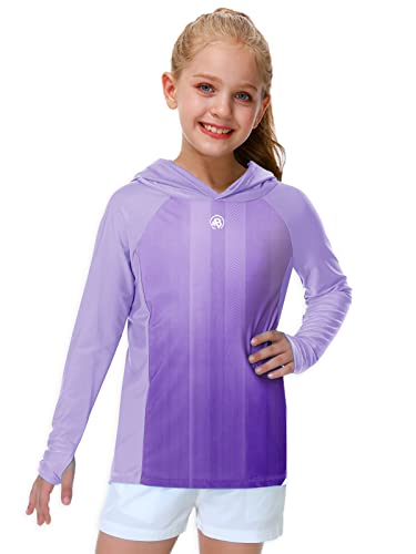 Image of AOBUTE Unisex Kids Long Sleeve Hoodie Rash Guard Boys UPF 50+ Swim Top with Thumb Hole 3-12 Years