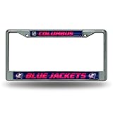 Rico Industries NHL Columbus Blue Jackets Bling Chrome License Plate Frame with Glitter Accent 6 x 12.25-'
